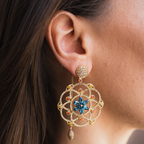 Blue Topaz & Orange Sapphire Damali Earrings
