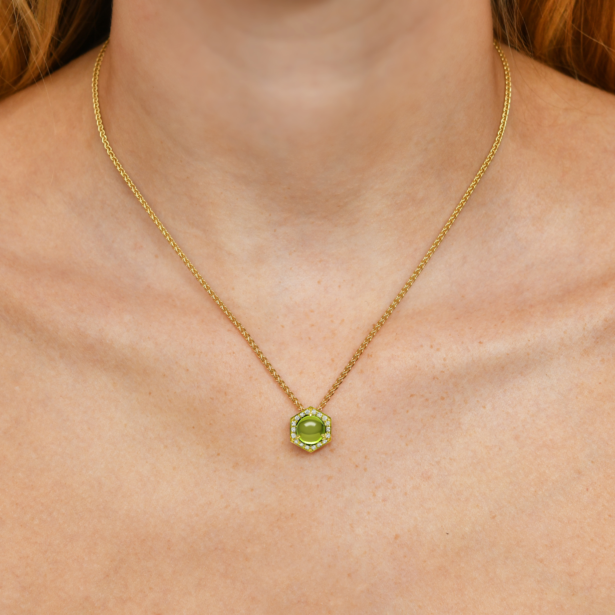 Hex Pendant Peridot Charm