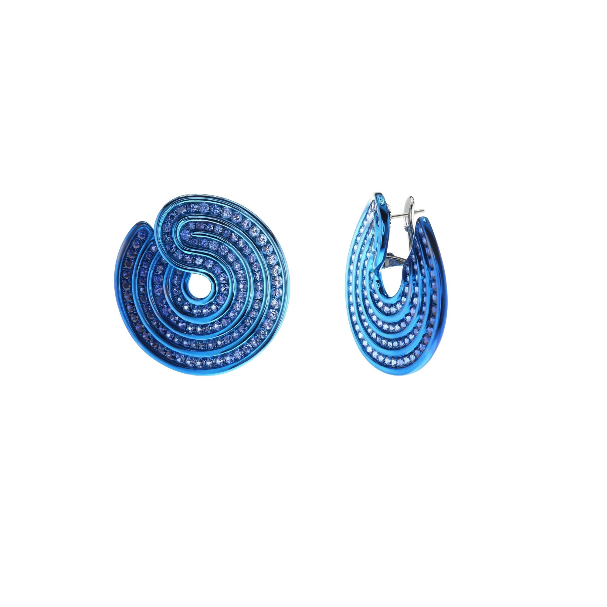Blue Titanium Swirl Earrings