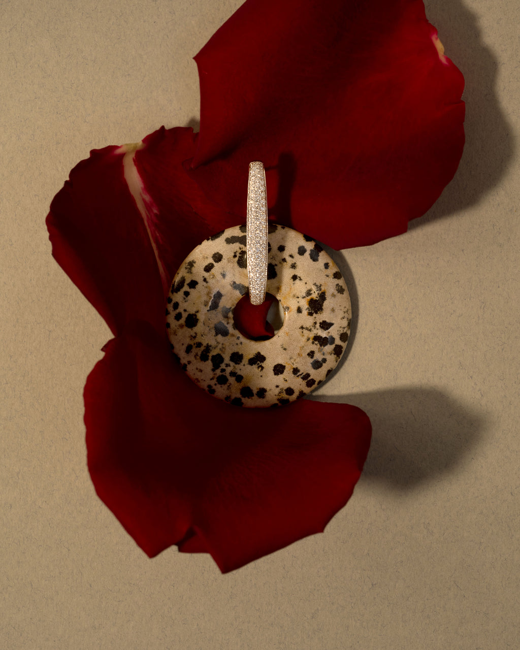 Dalmatian Jasper & Sandstone Halo Earrings