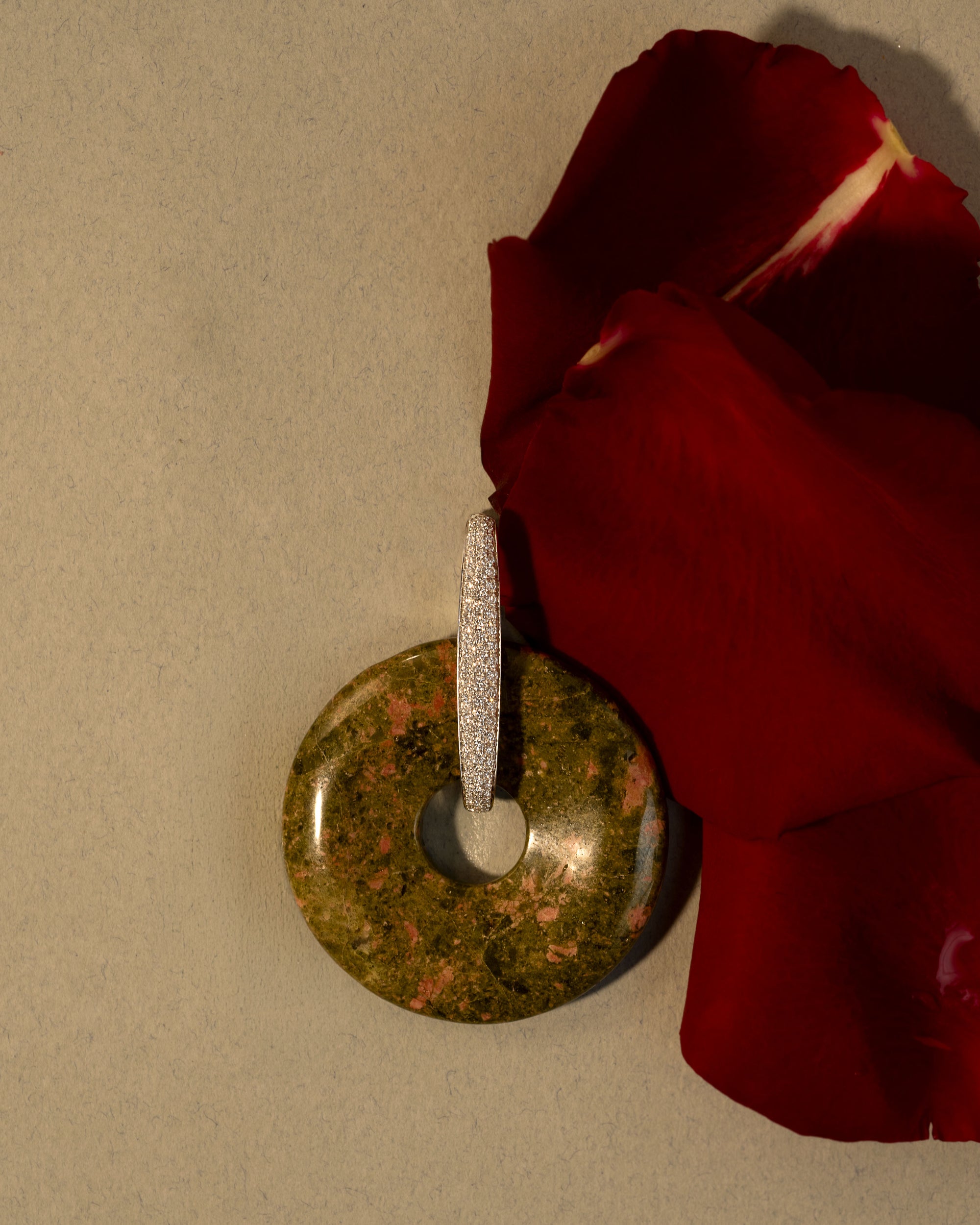 Unakite & Sandstone Halo Earrings