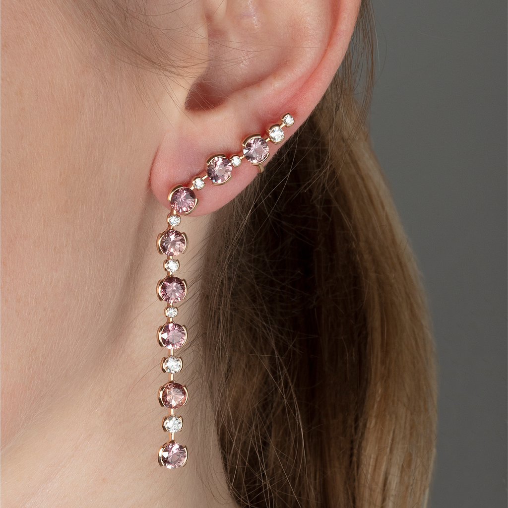 Sapphire Diamond Climber Earrings
