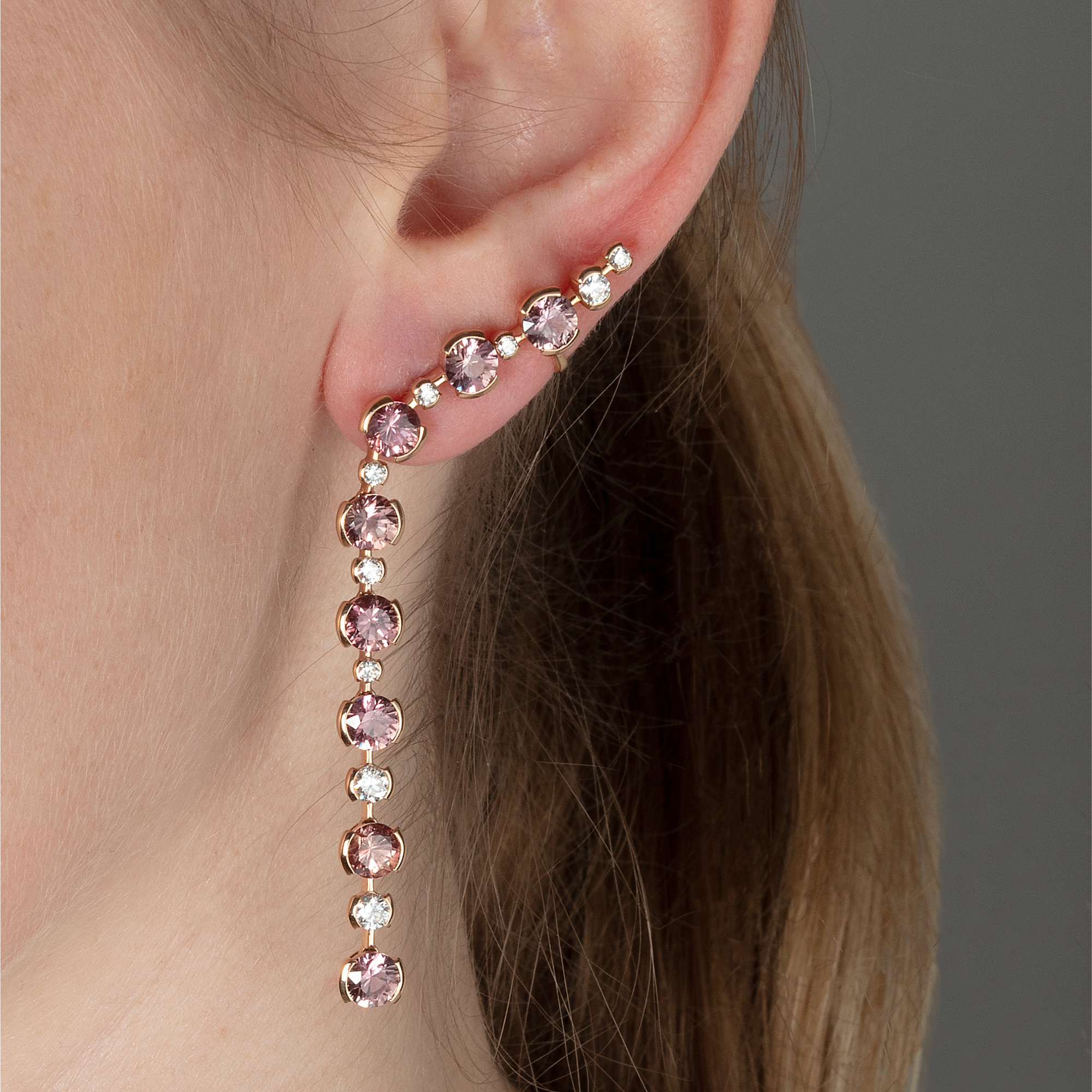 Sapphire Diamond Climber Earrings