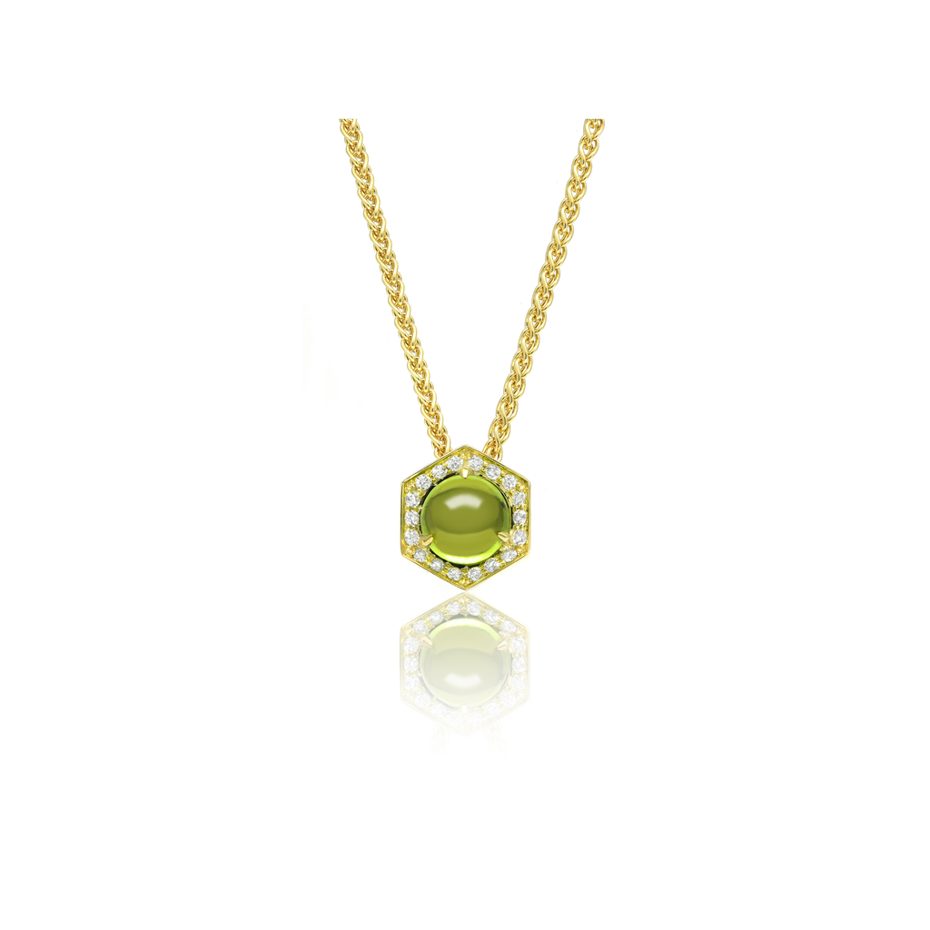 Hex Pendant Peridot with Chain