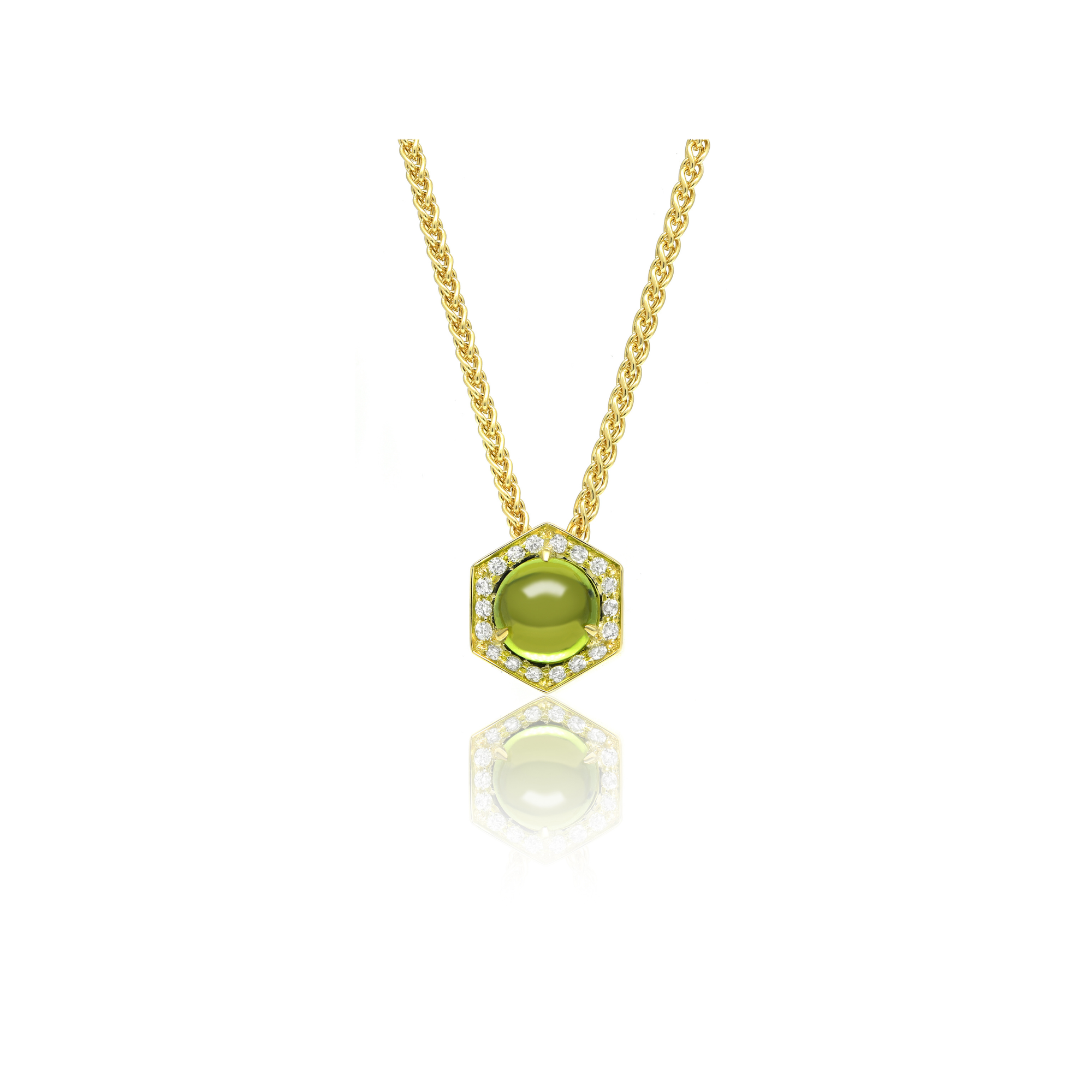Hex Pendant Peridot with Chain