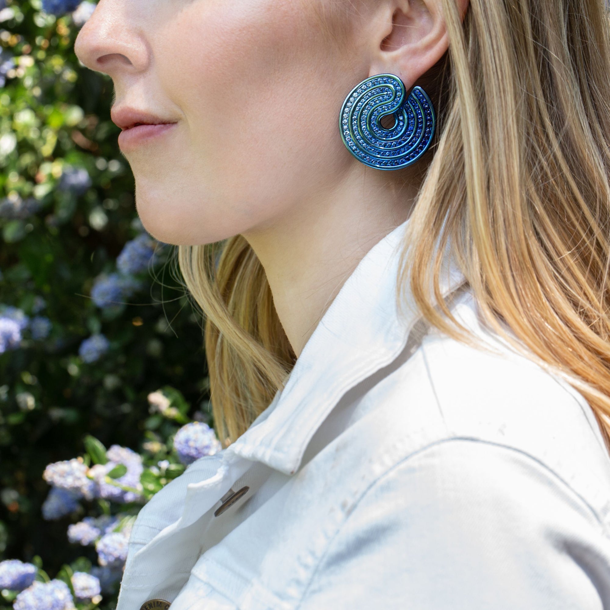 Blue Titanium Swirl Earrings
