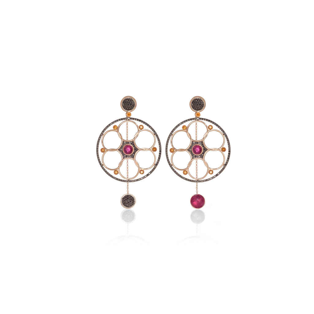 Rubellite & Topaz Damali Earrings