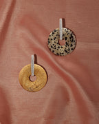 Dalmatian Jasper & Sandstone Halo Earrings