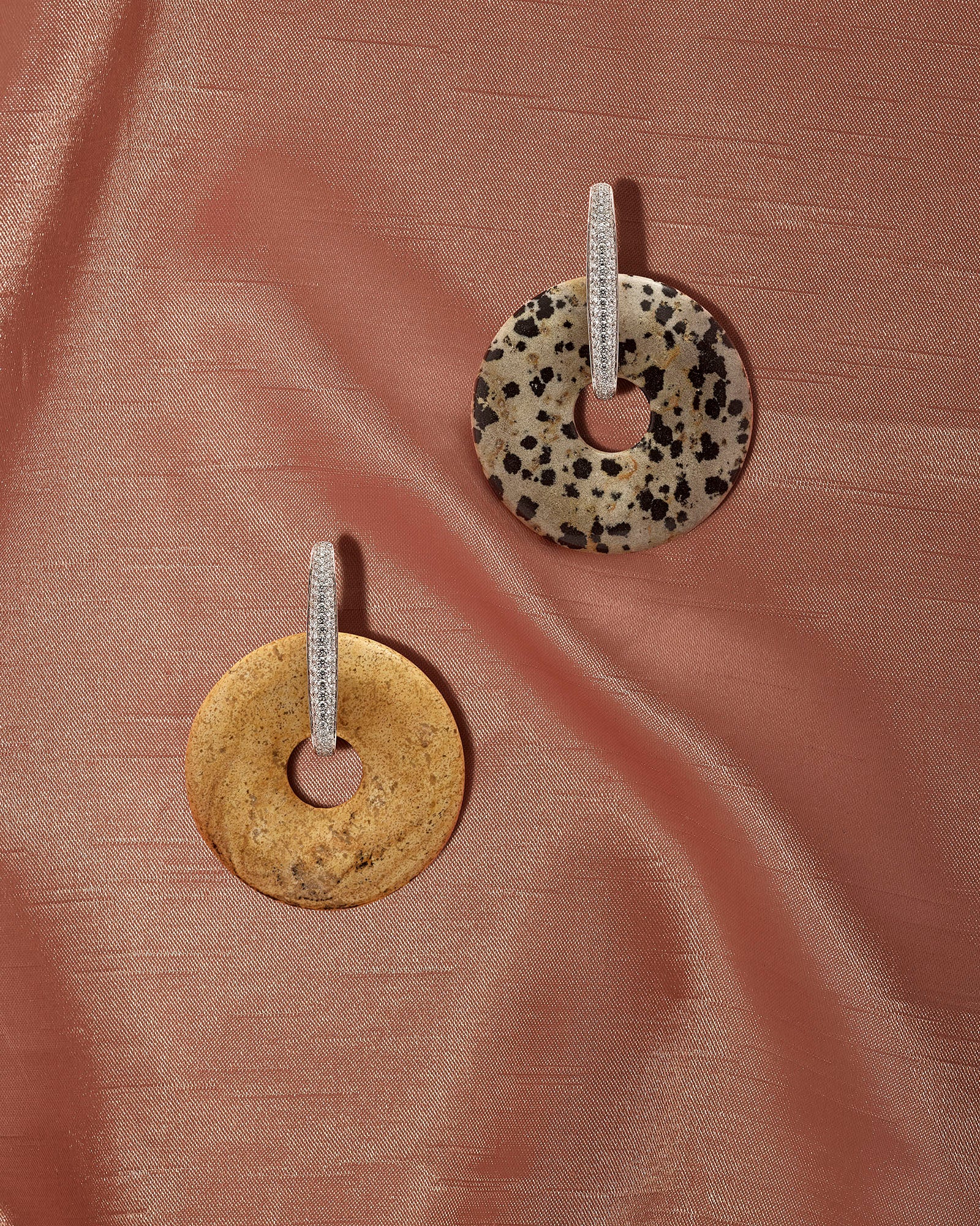 Dalmatian Jasper & Sandstone Halo Earrings