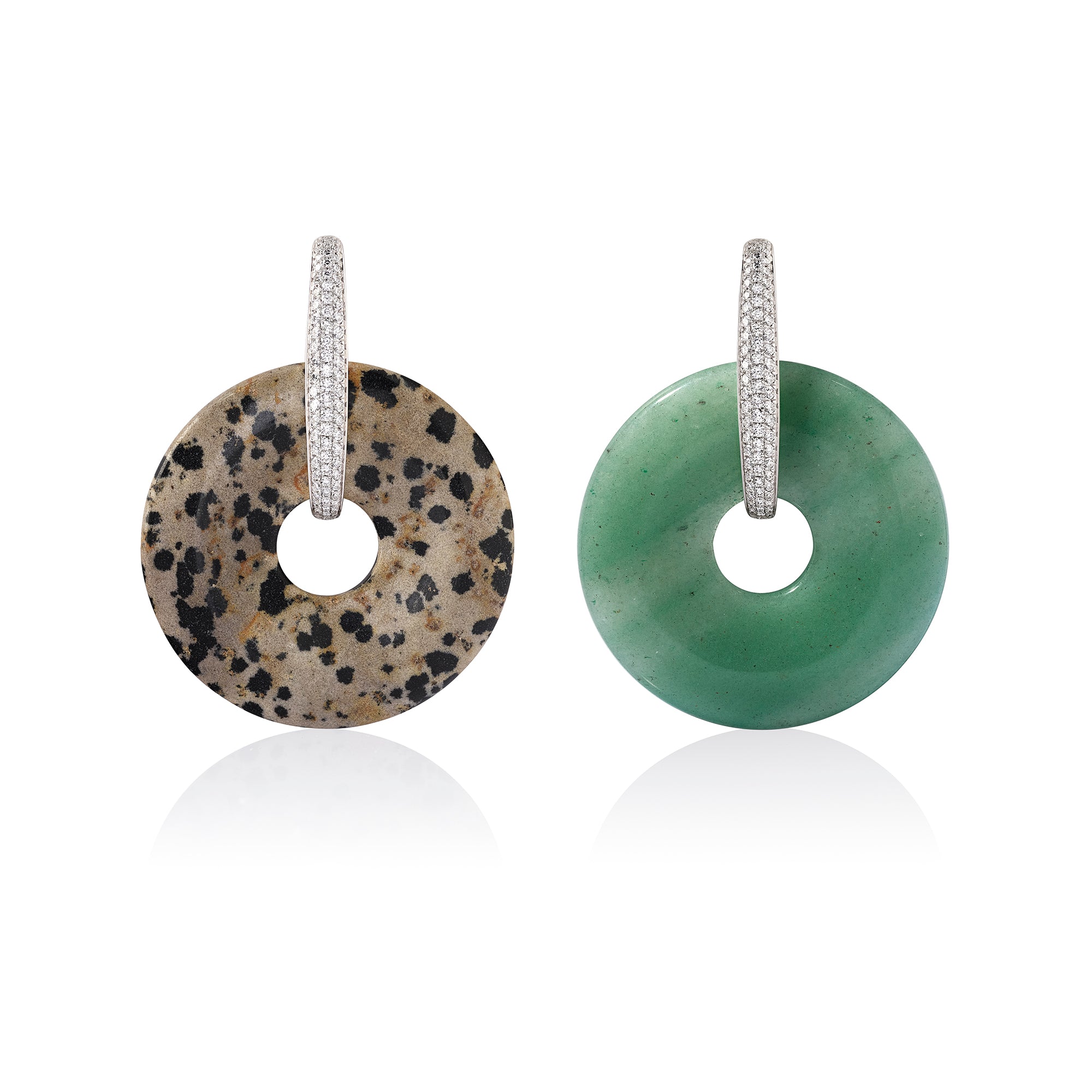Dalmatian Jasper & Aventurine Halo Earrings