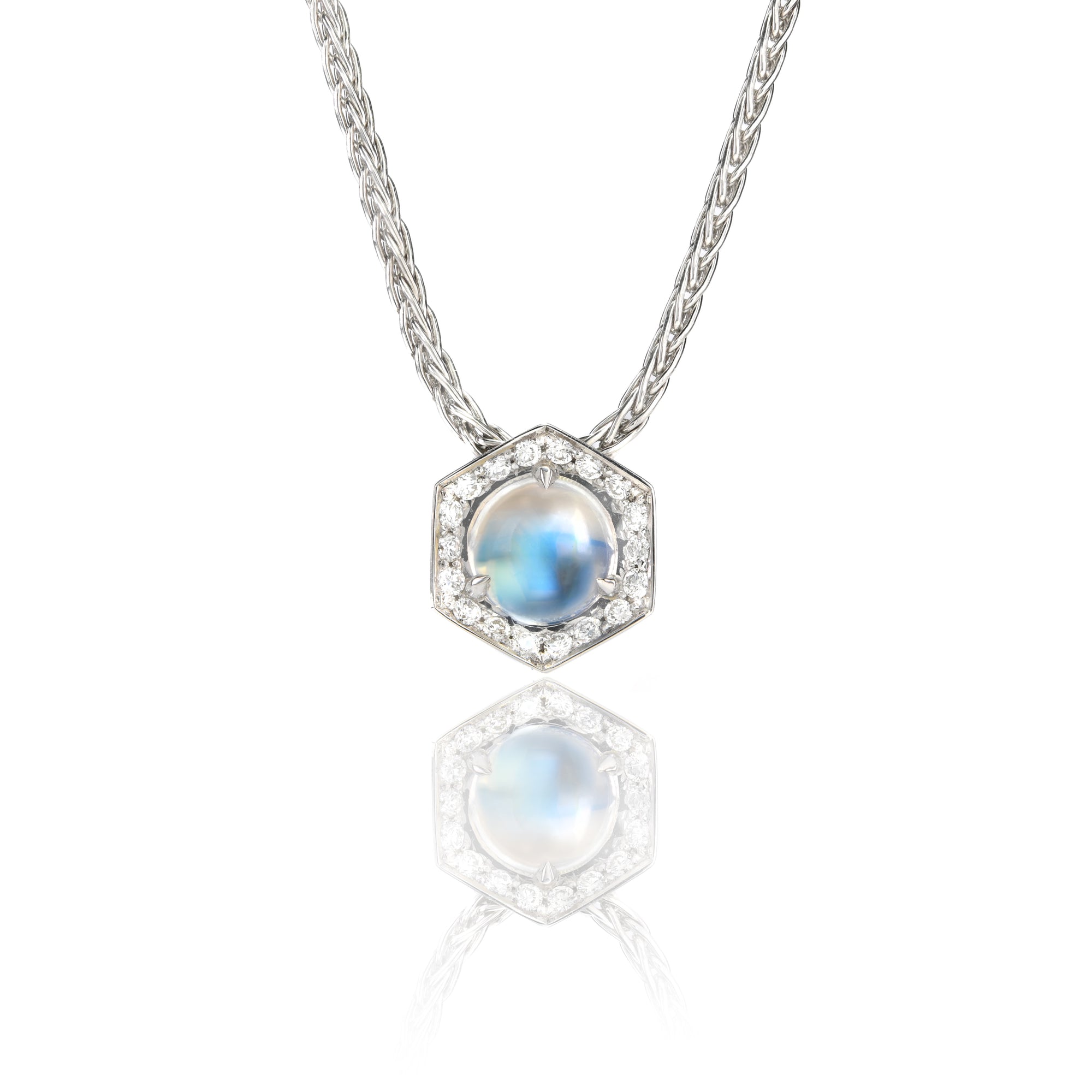 Hex Pendant Moonstone with Chain