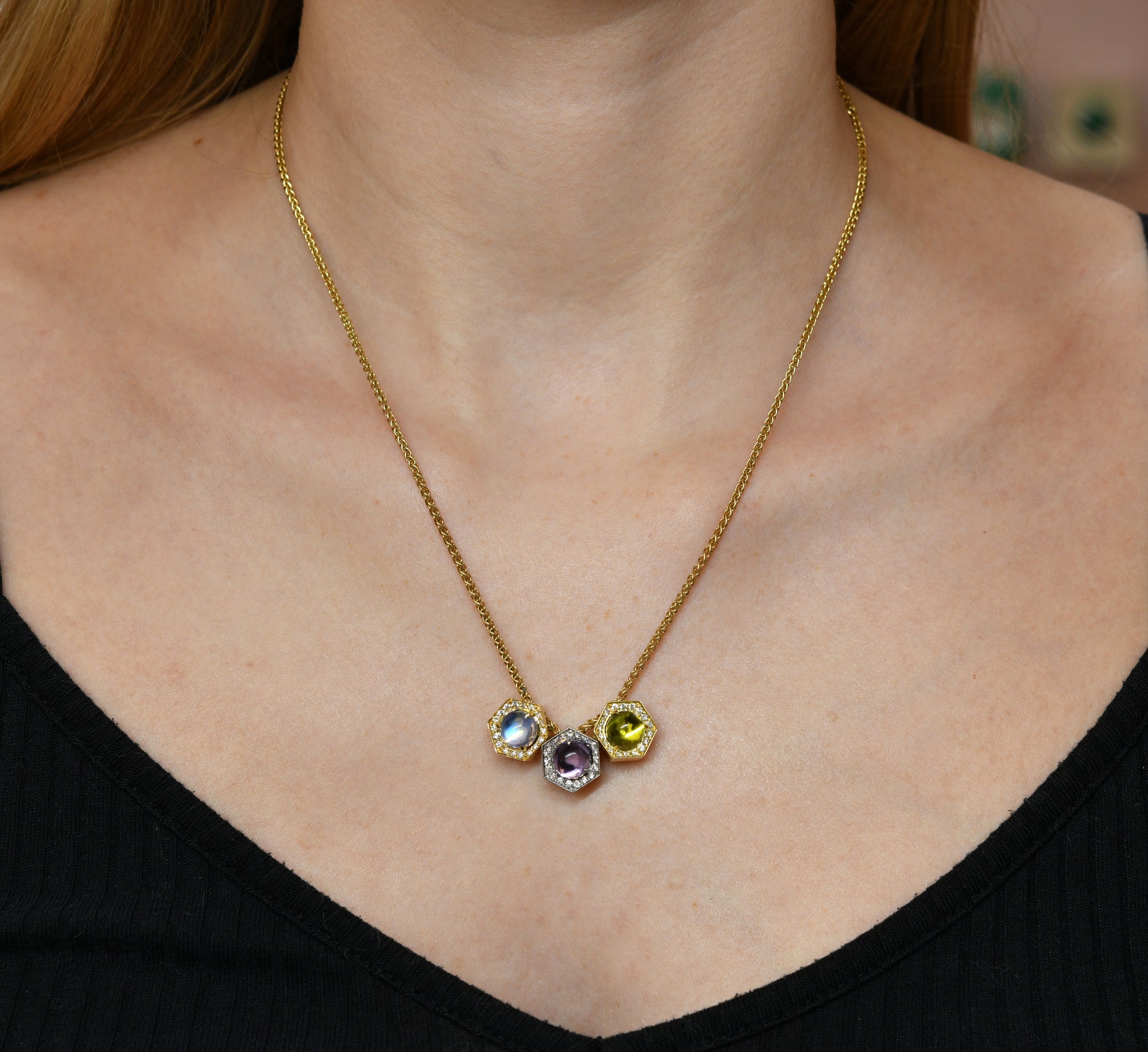 Hex Pendant Topaz Charm