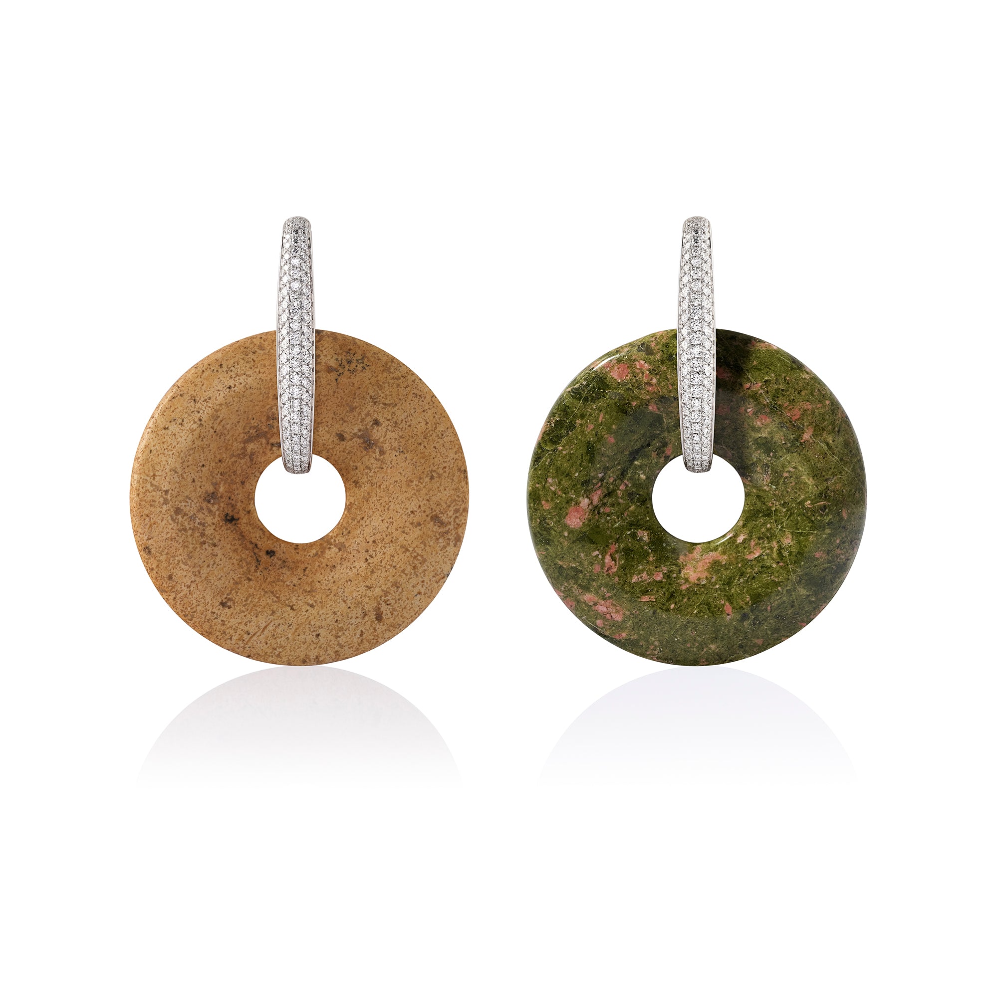 Unakite & Sandstone Halo Earrings